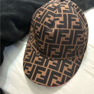 Fendi Brown and Black Logo Cap